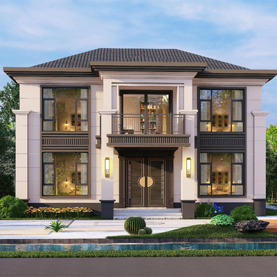 Modern Three-storey Self-built Villa-with Drawing Processing/Customized Steel Building Structures ALC Board Prefabricated House