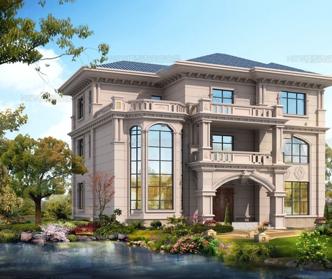Modern Three-storey Self-built Villa-with Drawing Processing/Customized Steel Building Structures ALC Board Prefabricated House