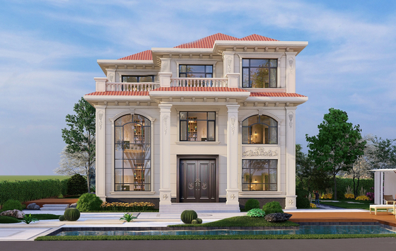 UPS Unique Design Ready-Made Prefabricated Steel Villa Water-Resistant Prefab Fiber Cement House for Family Living