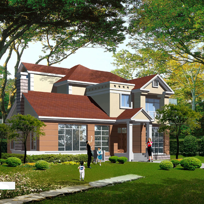 UPS Unique Design Ready-Made Prefabricated Steel Villa Water-Resistant Prefab Fiber Cement House for Family Living